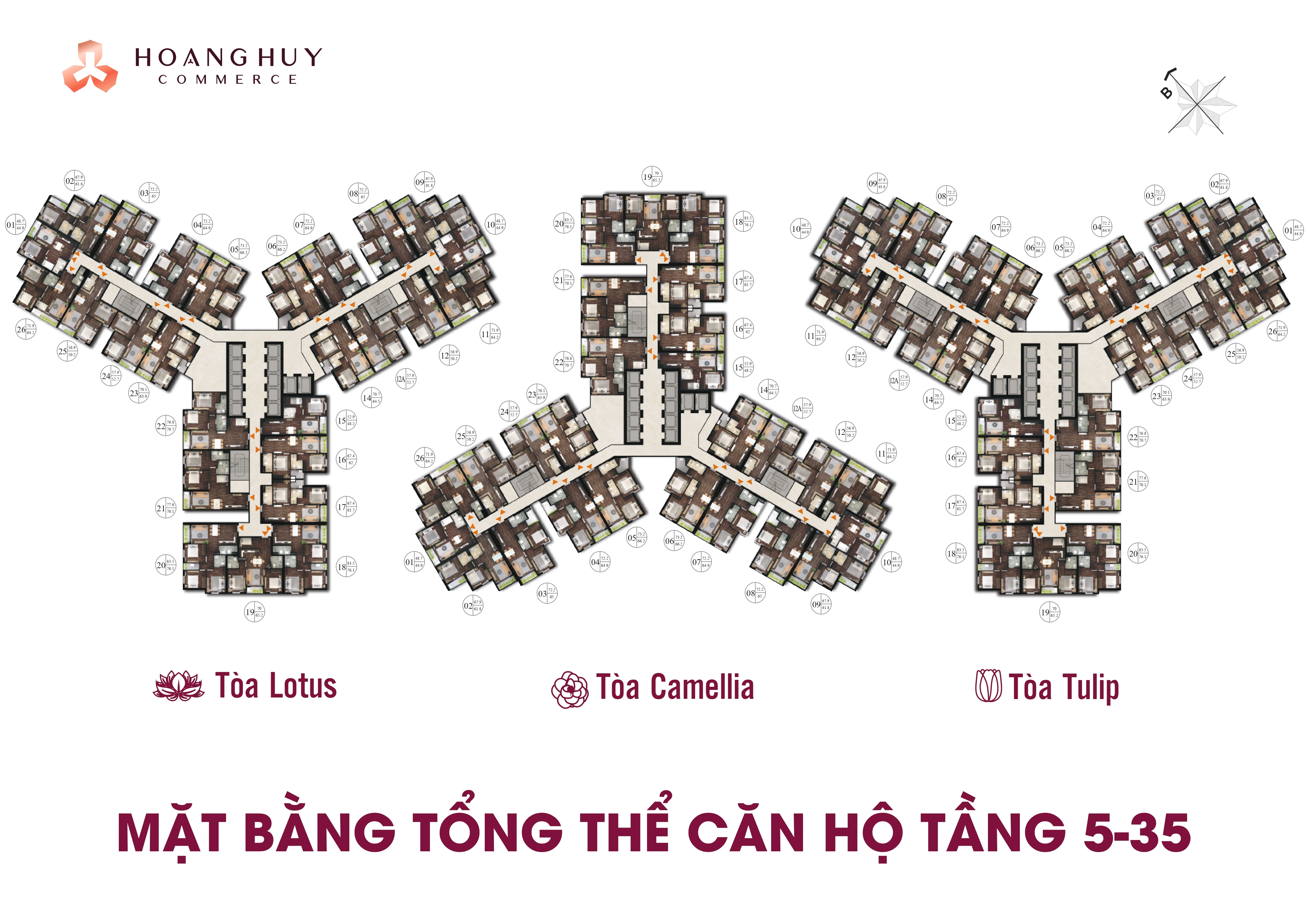 Mặt bằng tổng thể căn hộ tầng 5-35 Hoàng Huy Commerce H1