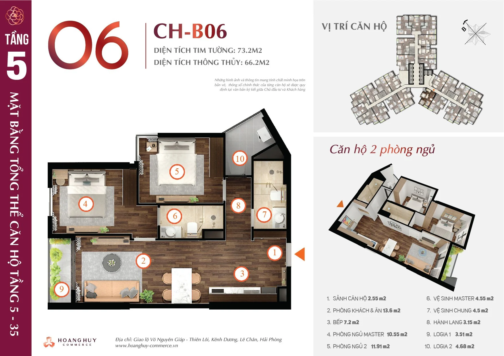 Thiết kế căn hộ Camellia mã 6 Hoàng Huy Commerce H1