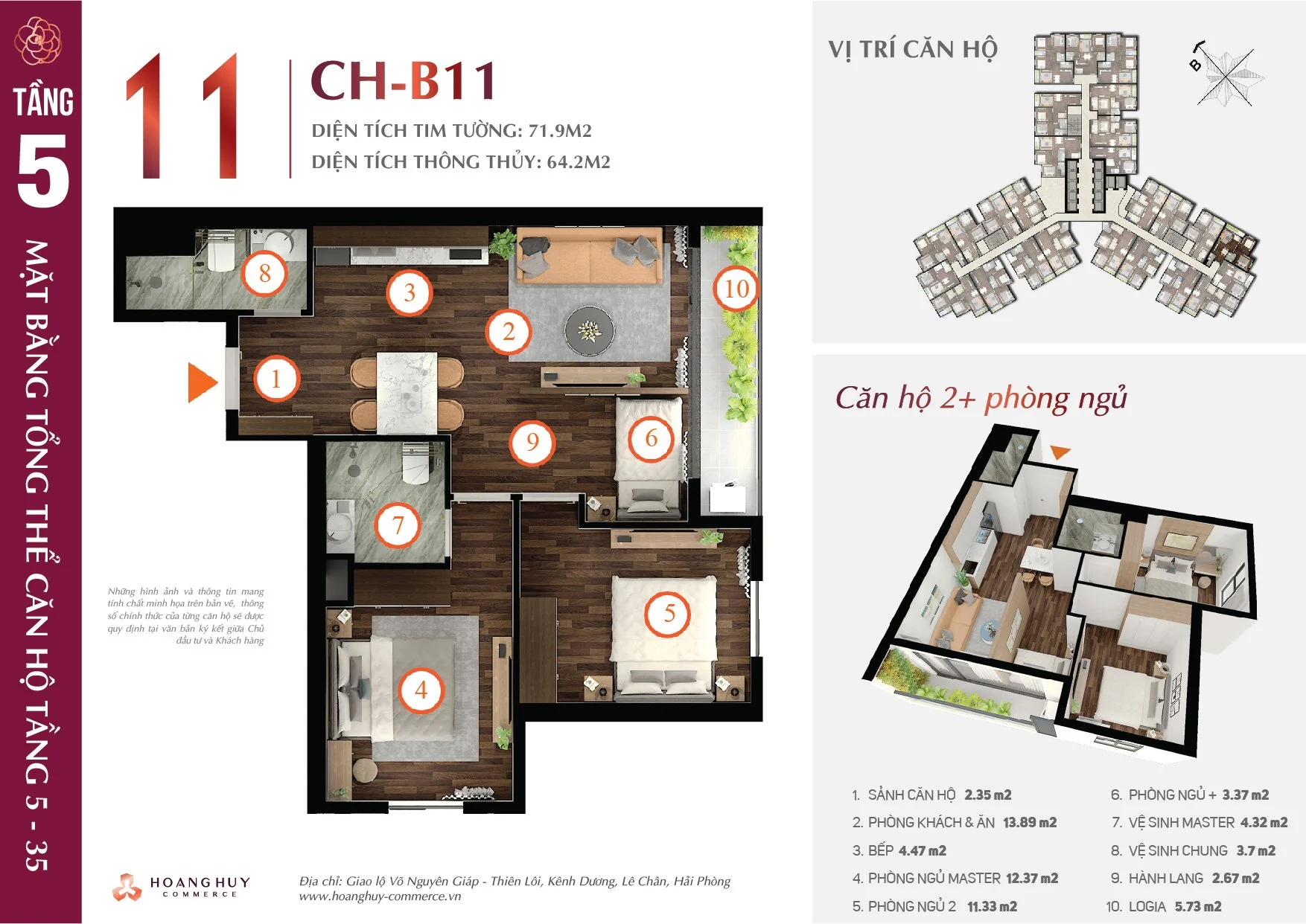 Thiết kế căn hộ Camellia mã 11 Hoàng Huy Commerce H1