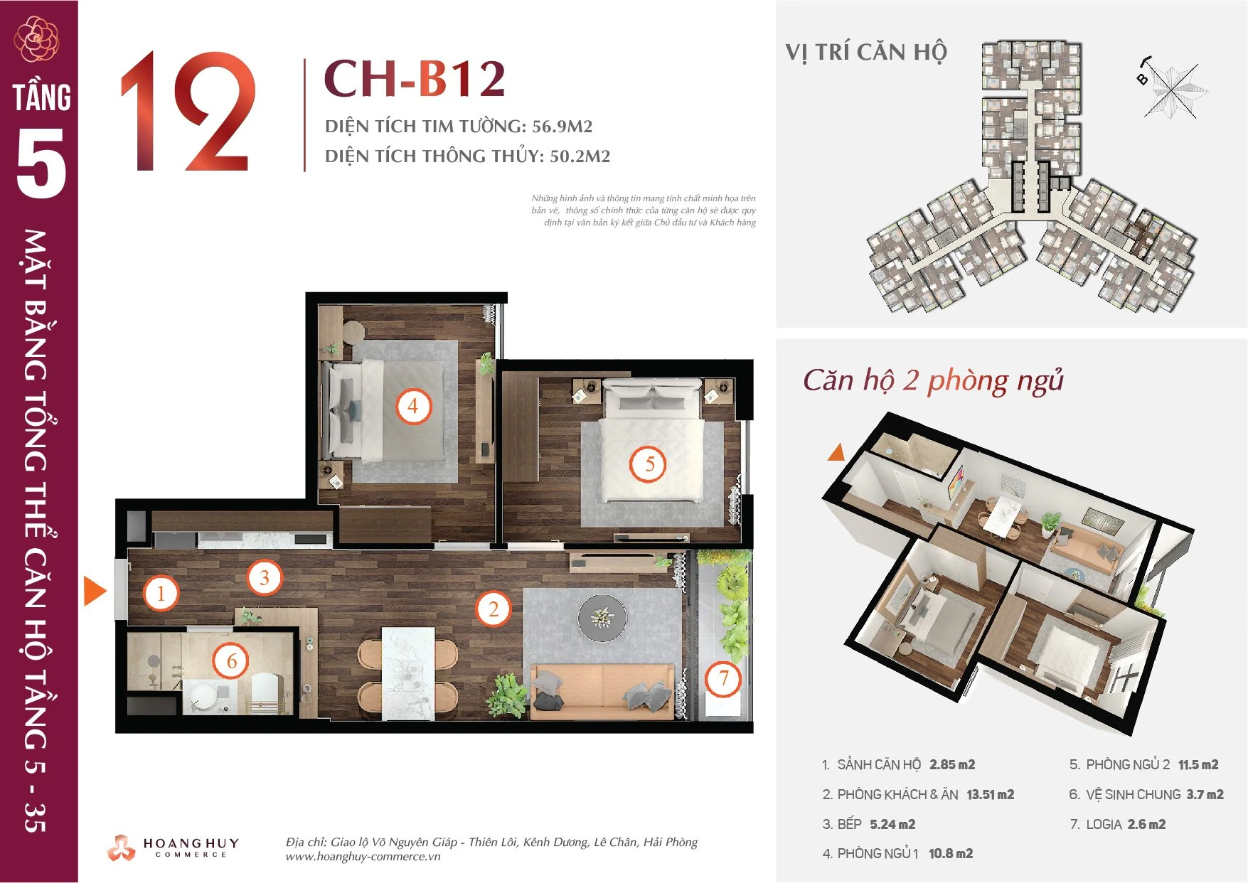 Thiết kế căn hộ Camellia mã 12 Hoàng Huy Commerce H1