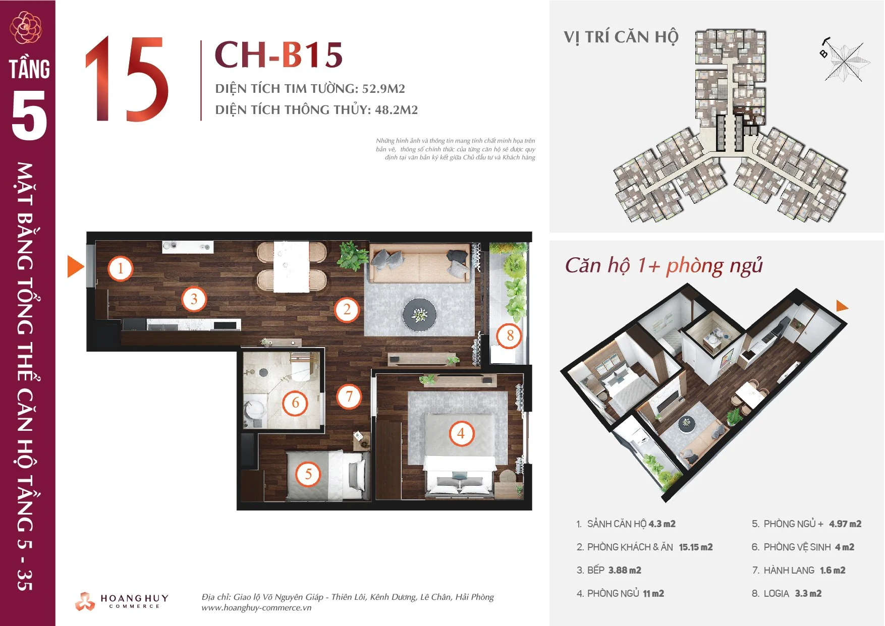 Thiết kế căn hộ Camellia mã 15 Hoàng Huy Commerce H1
