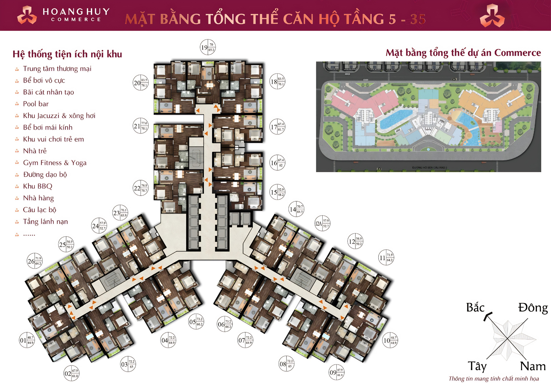 Mặt bằng tổng thể tòa Camellia Hoàng Huy Commerce H1