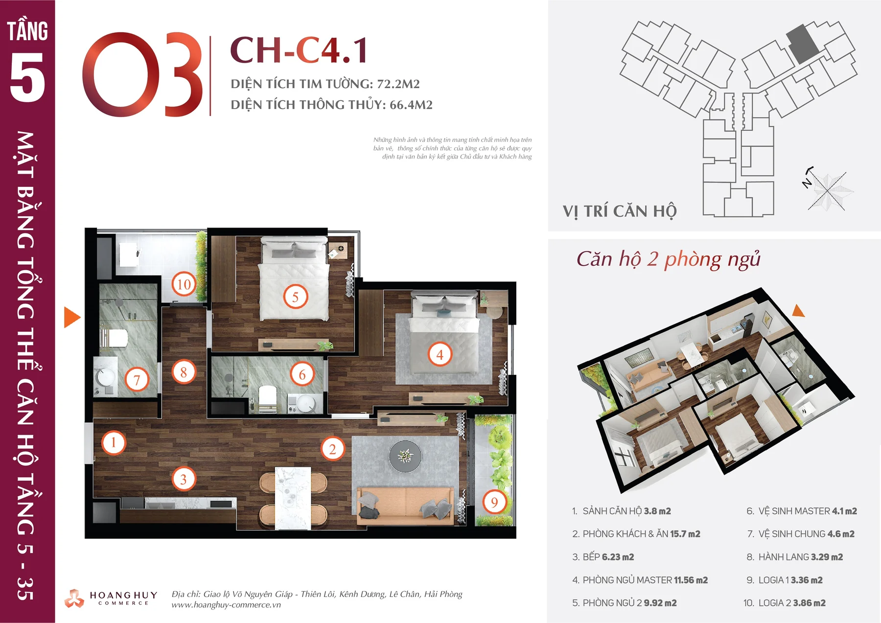 Thiết kế căn hộ Tulip mã 3 Hoàng Huy Commerce H1