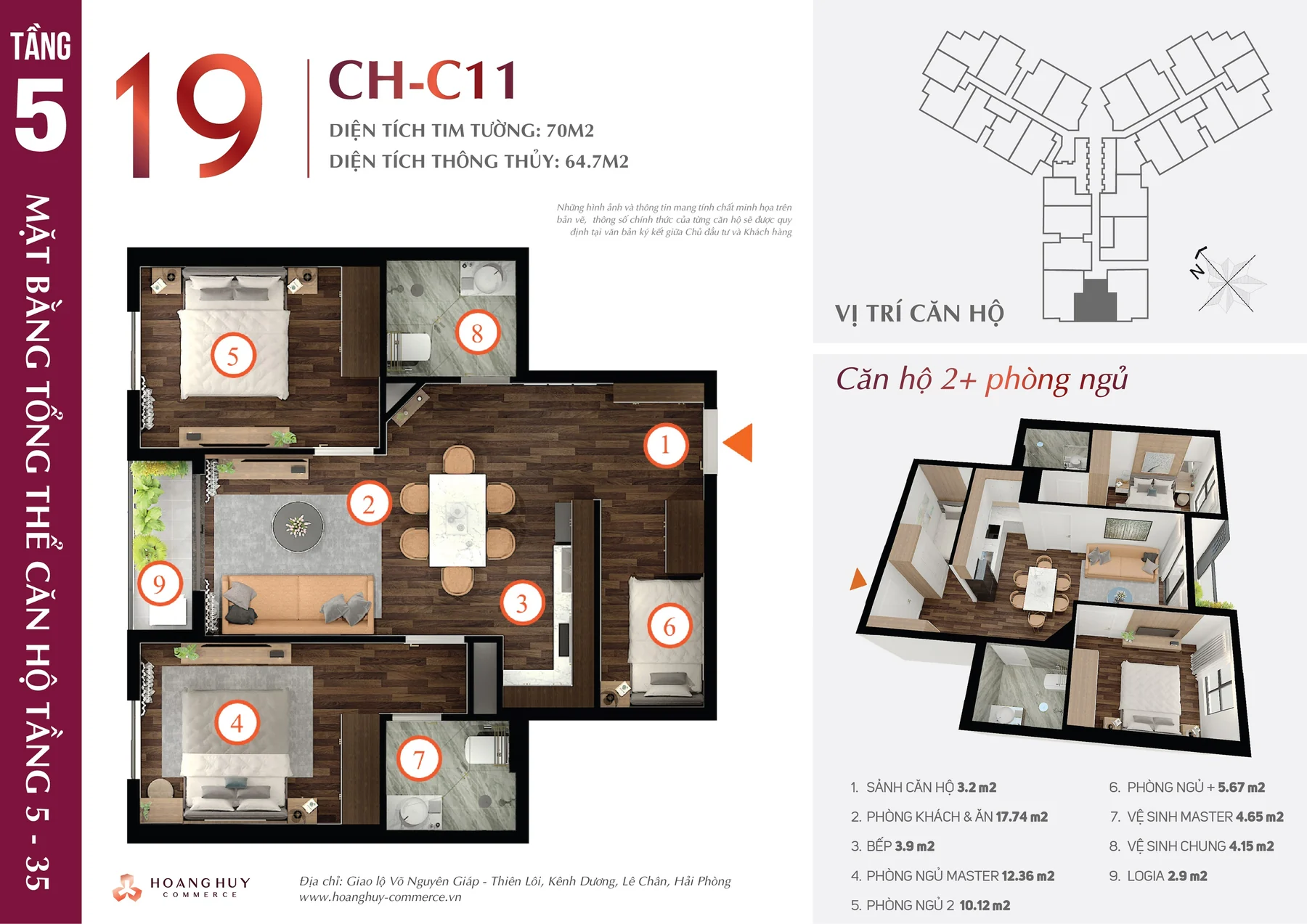 Thiết kế căn hộ Tulip mã 19 Hoàng Huy Commerce H1